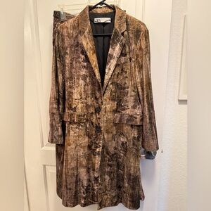 Zara Multitone Brown Velvet Suit